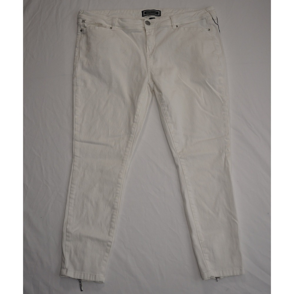Kardashian Kollection Size 16 White Denim Ankle Zip Skinny Jeans